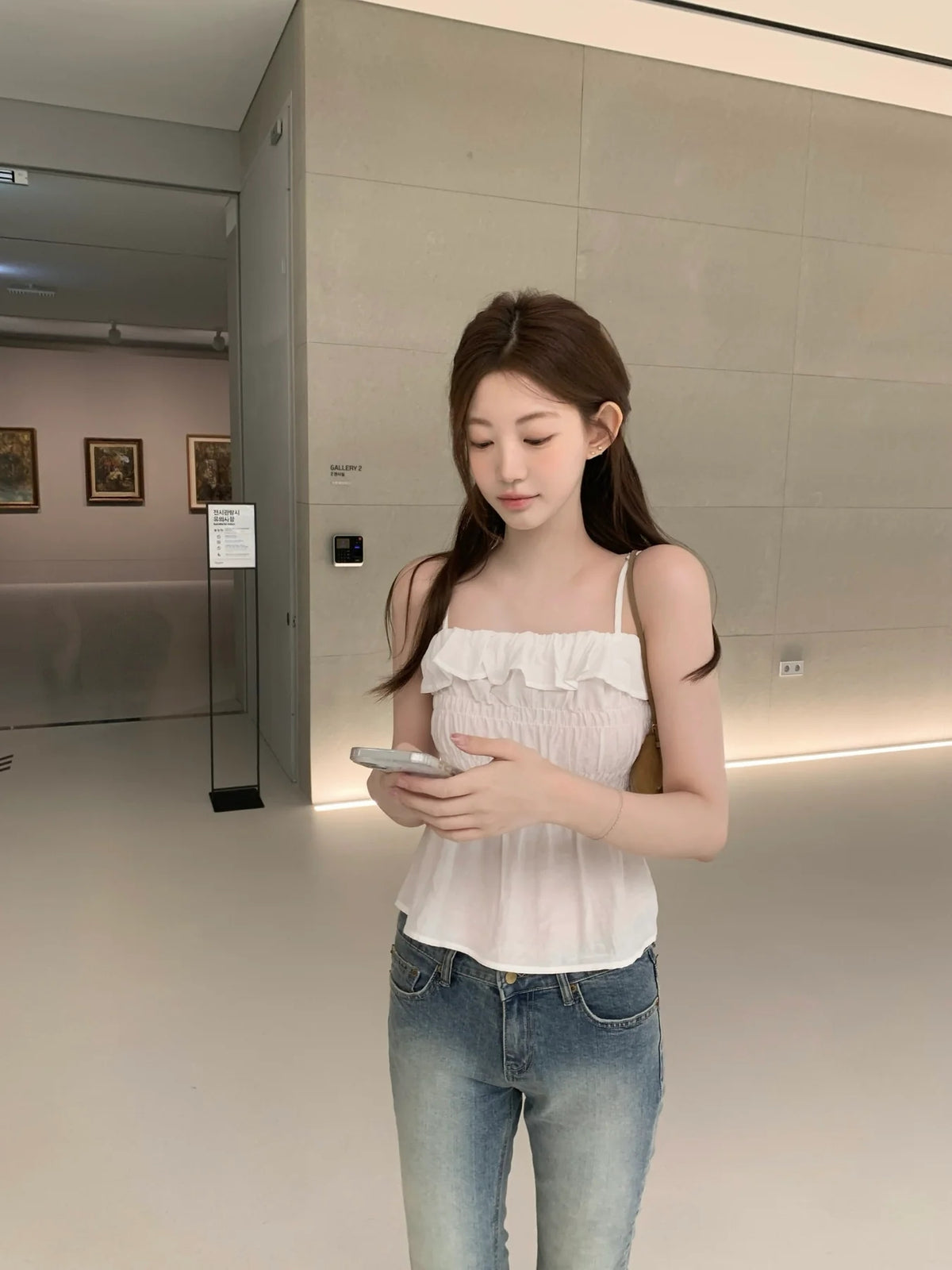 💕法式氣質溫柔荷葉邊皺褶吊帶背心