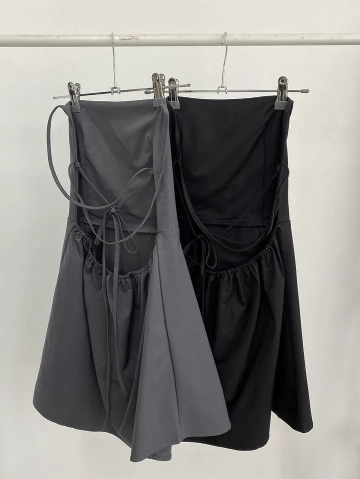 💕露背系帶收腰疊穿吊帶背心連衣裙