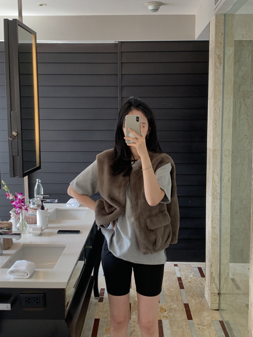 💕韓系chic水貂毛馬甲毛毛外套