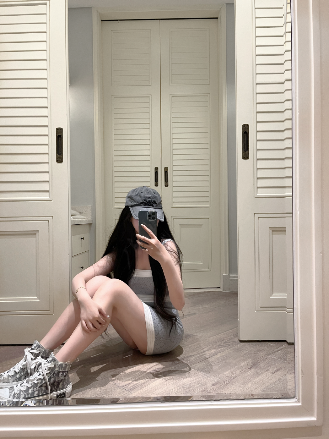 💕韓系撞色拼接吊帶冰絲連身裙