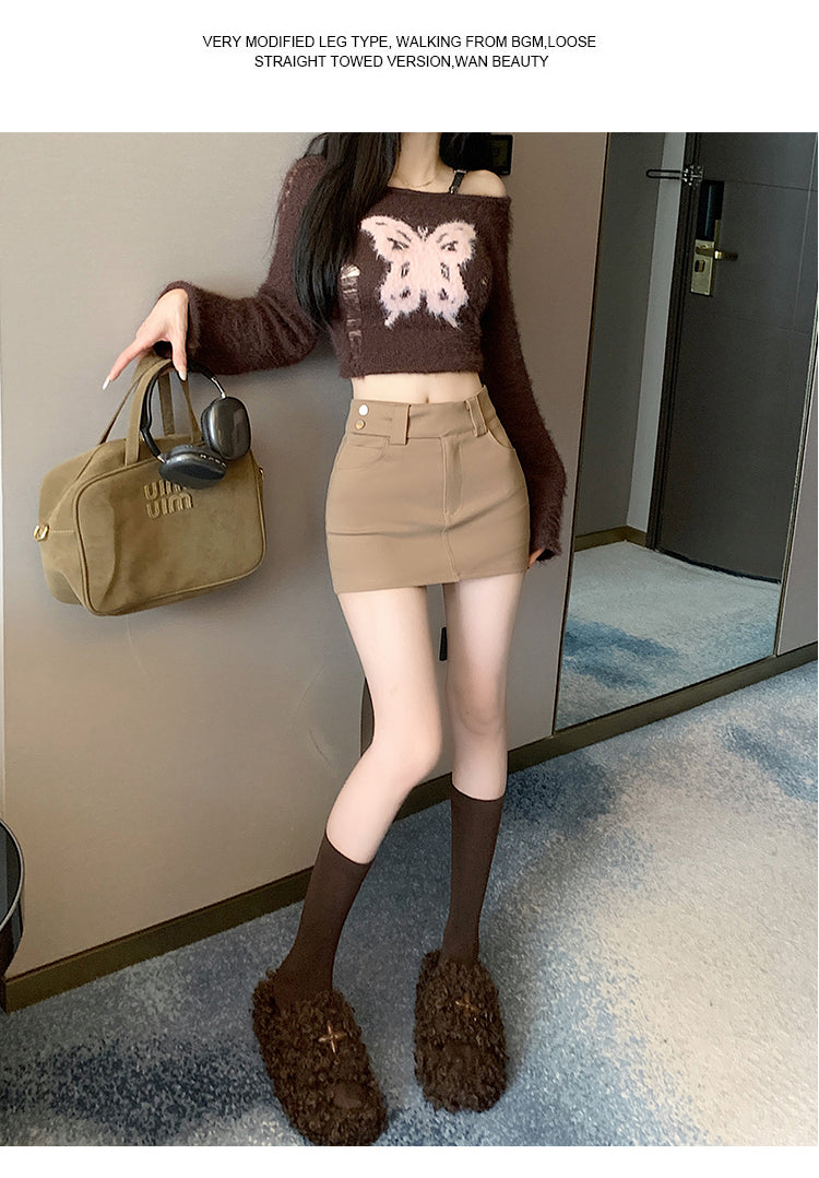 💕百搭氣質彈力高腰a字西裝半身裙