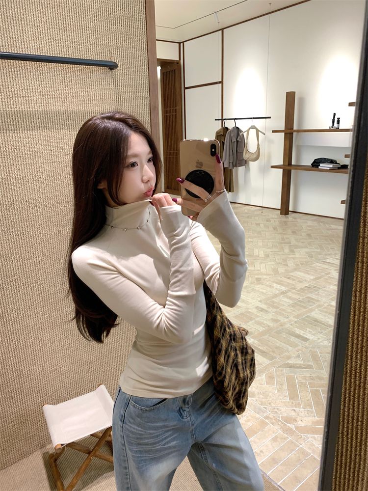 💕簡約百搭高領加絨長袖打底上衣