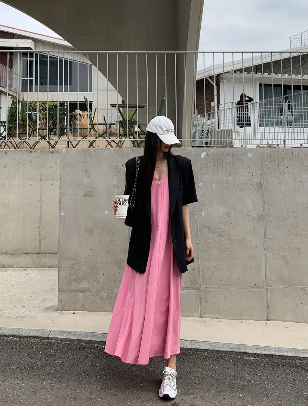 💕韓系氣質V領慵懶露背休閒度假長裙