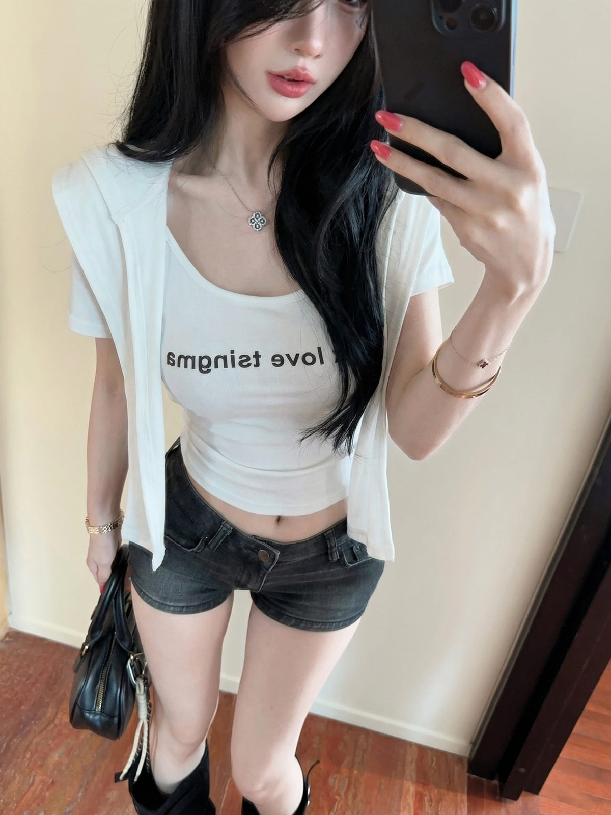 💕夏季時尚百搭圓領連帽披肩兩件套