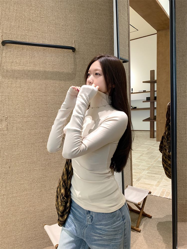 💕簡約百搭高領加絨長袖打底上衣