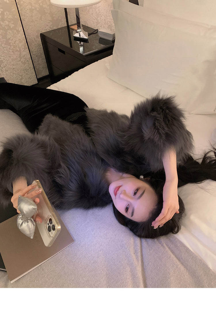 💕秋冬高級感毛茸茸加厚名媛外套