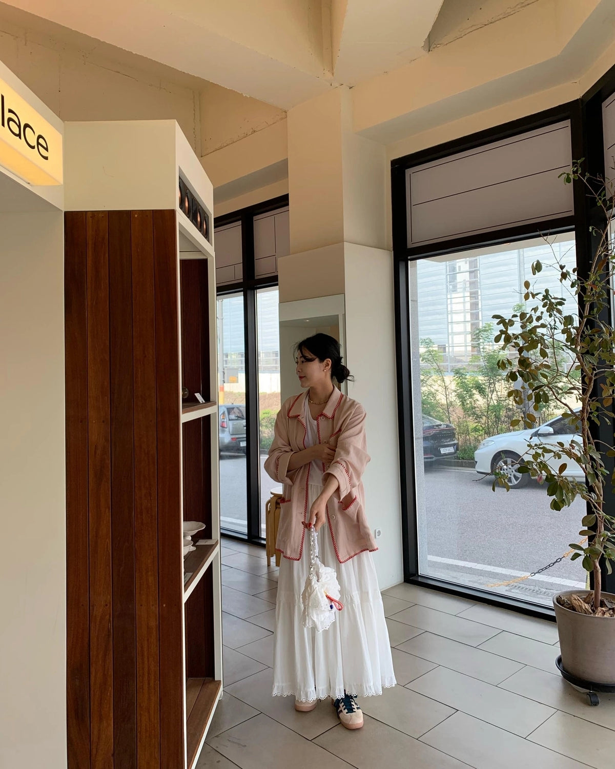 💕韓系東大門復古高腰拼接蕾絲邊蛋糕休閒長裙