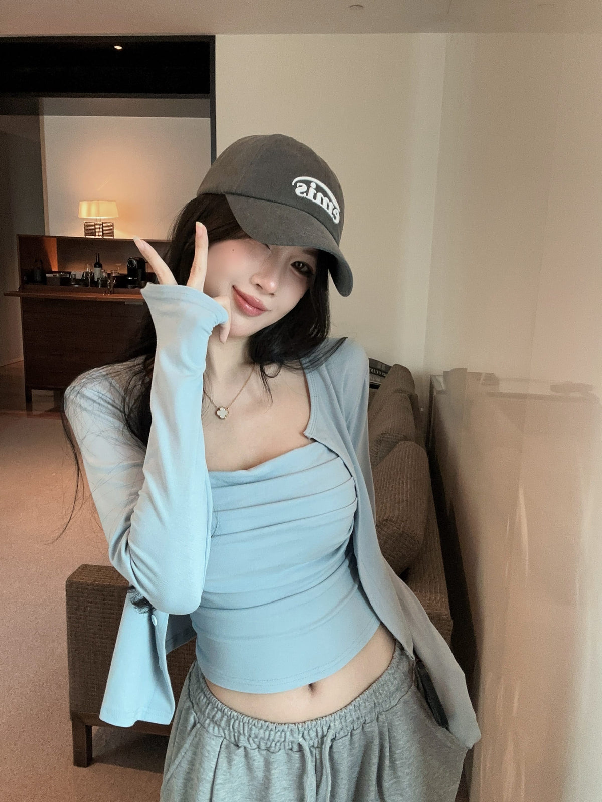 💕氣質慵懶休閒褶皺兩件式套裝
