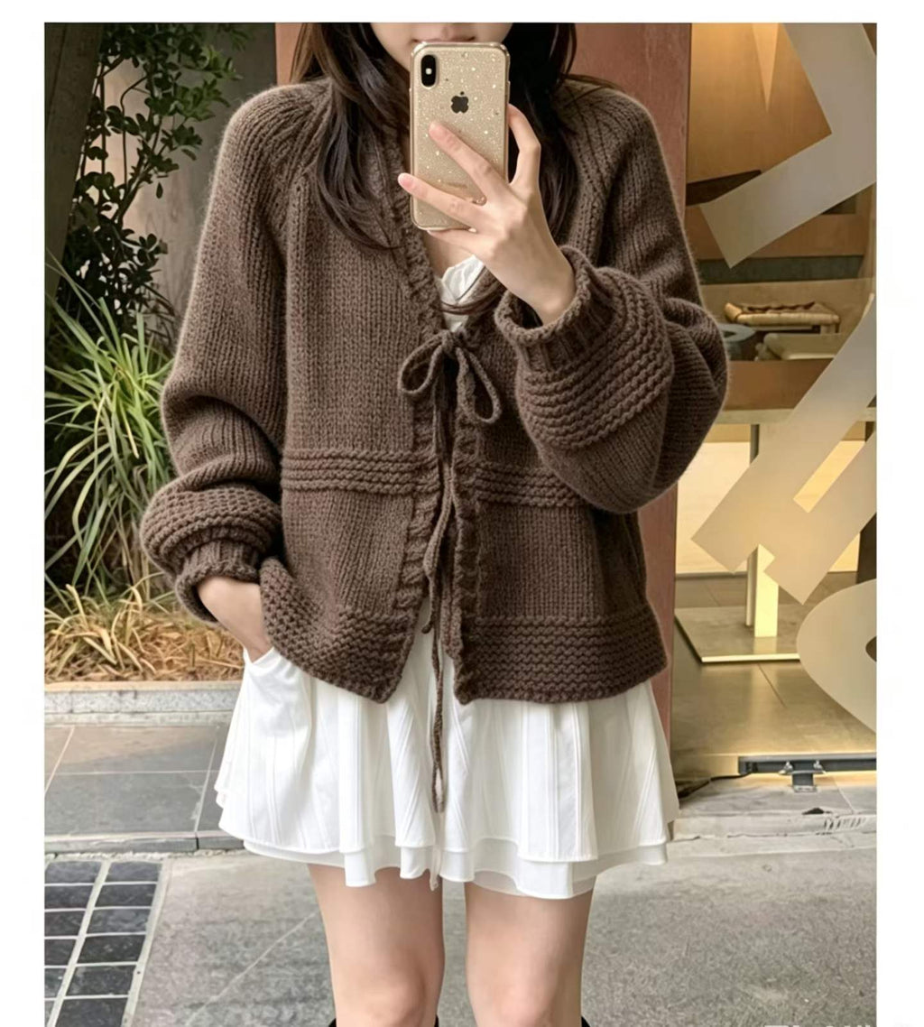 💕溫柔韓系慵懶風粗線毛衣針織開衫外套