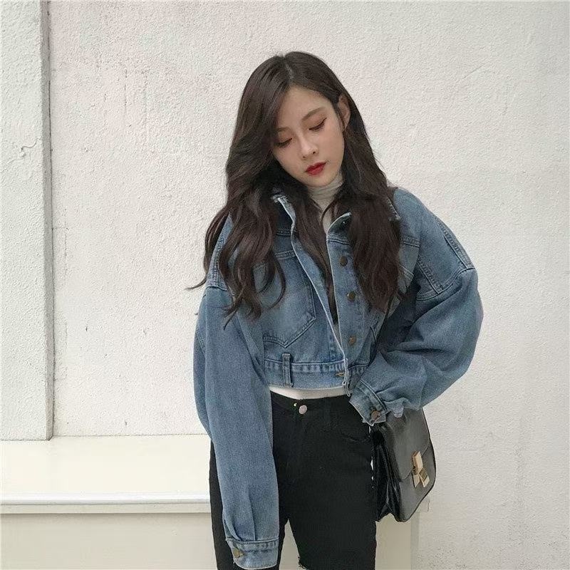 💕氣質百搭通勤短款寬鬆牛仔外套