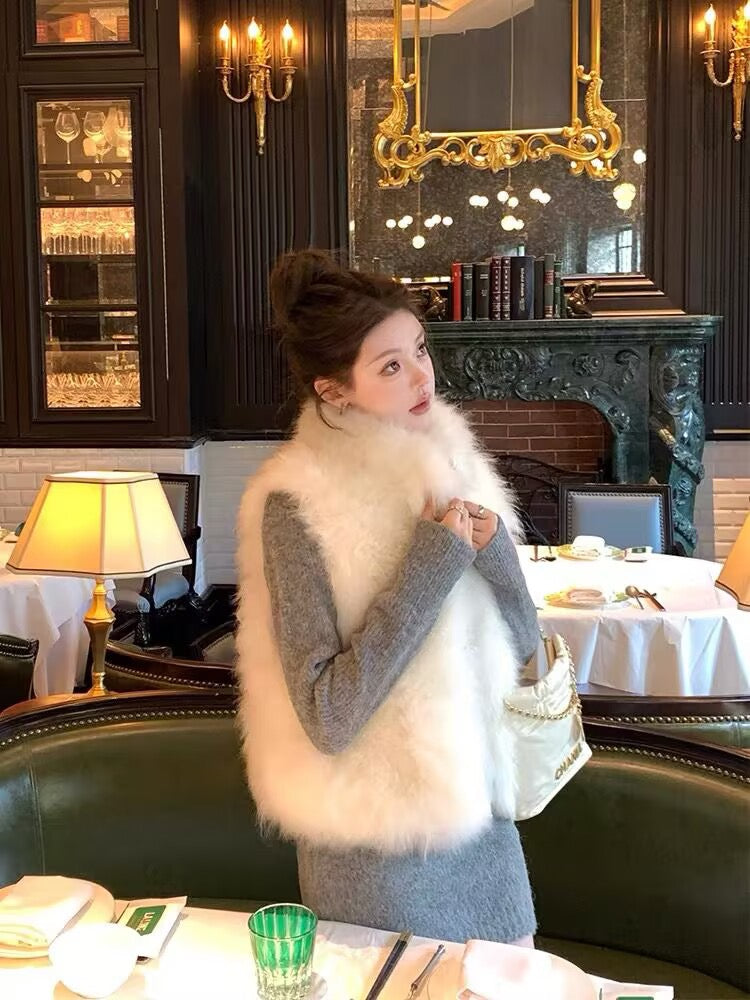💕韓系女主高級感毛茸茸馬甲背心上衣