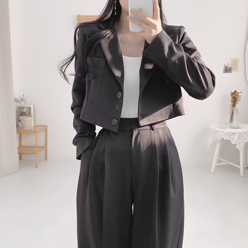 💕chic秋季寬鬆休閒西裝長褲兩件套
