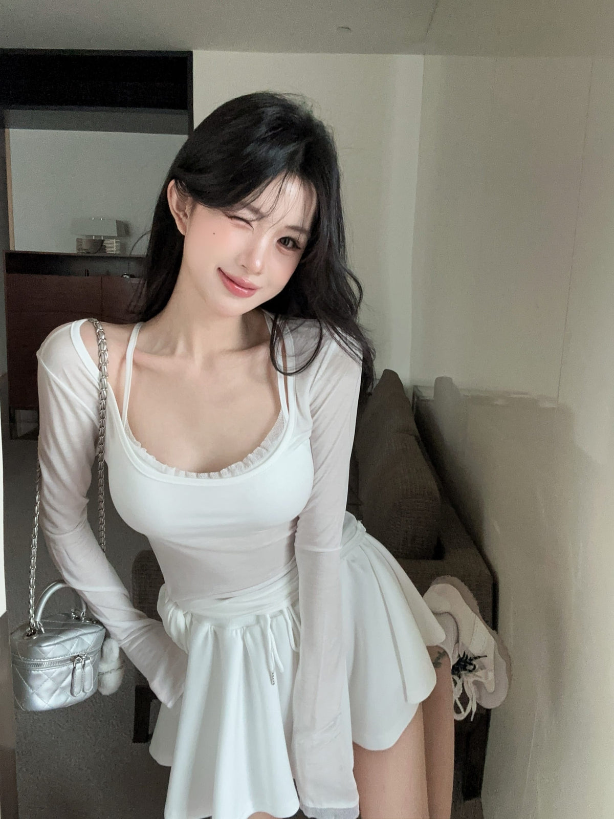 💕海邊度假防曬蕾絲吊帶抽繩三件套