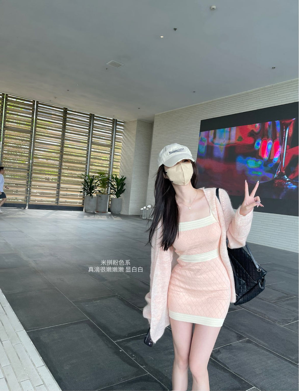 💕韓系撞色拼接吊帶冰絲連身裙