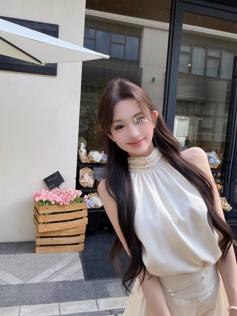 💕精緻千金感珍珠緞面套裝