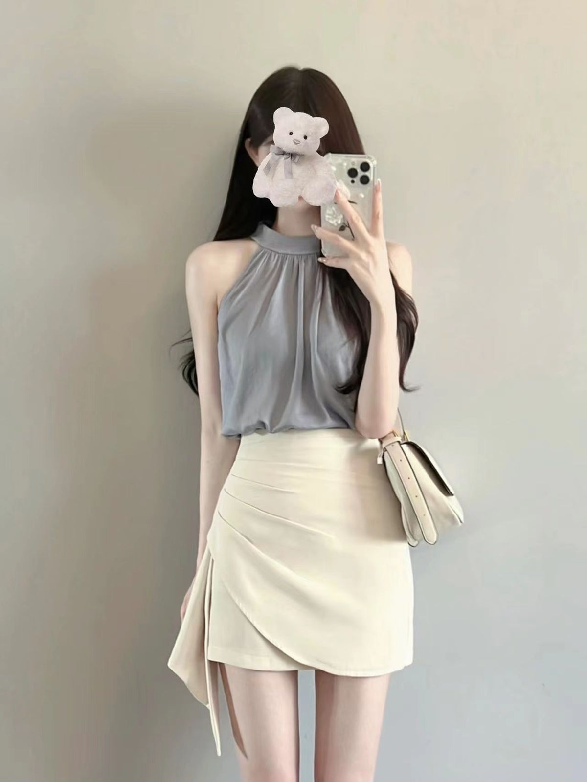 💕夏季法式初戀甜美掛脖套裝