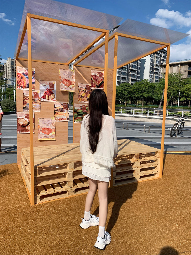 💕韓系重工連帽勾花慵懶針織開衫