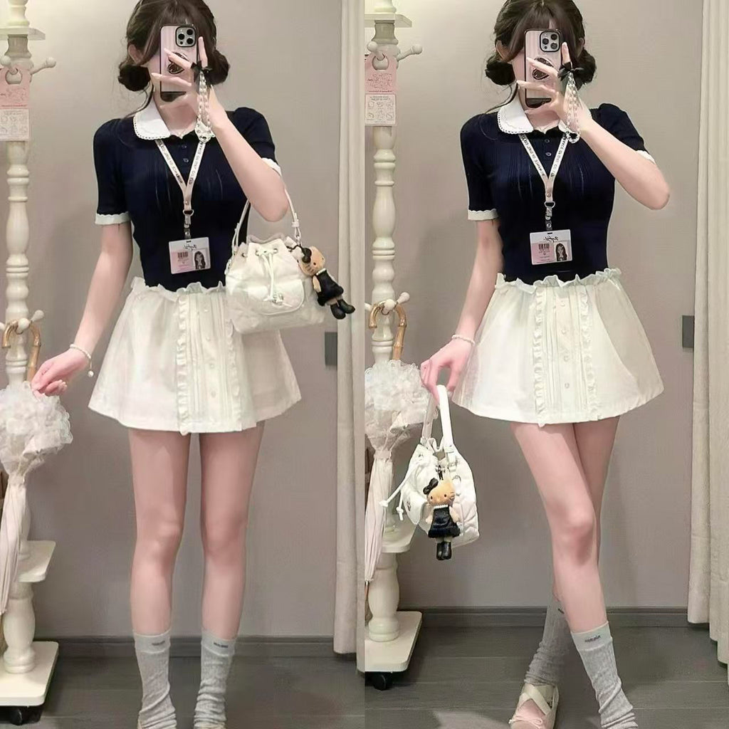 💕miu系針織撞色獨特絕美小套裝