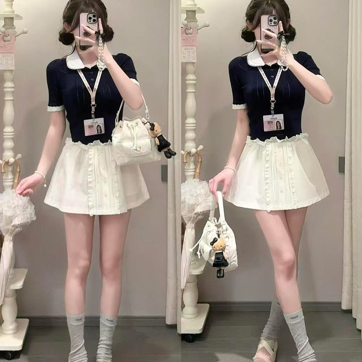 💕miu系針織撞色獨特絕美小套裝