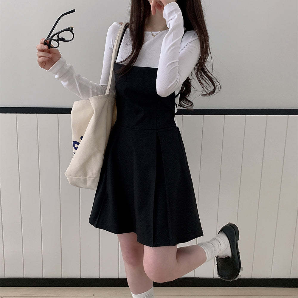 💕露背系帶收腰疊穿吊帶背心連衣裙