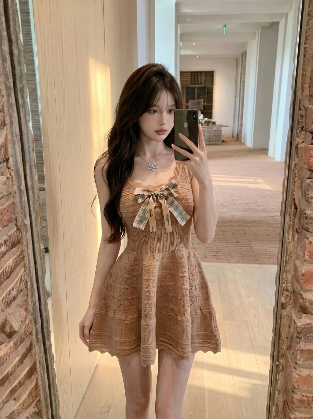💕純欲性感蝴蝶結收腰吊帶連衣裙