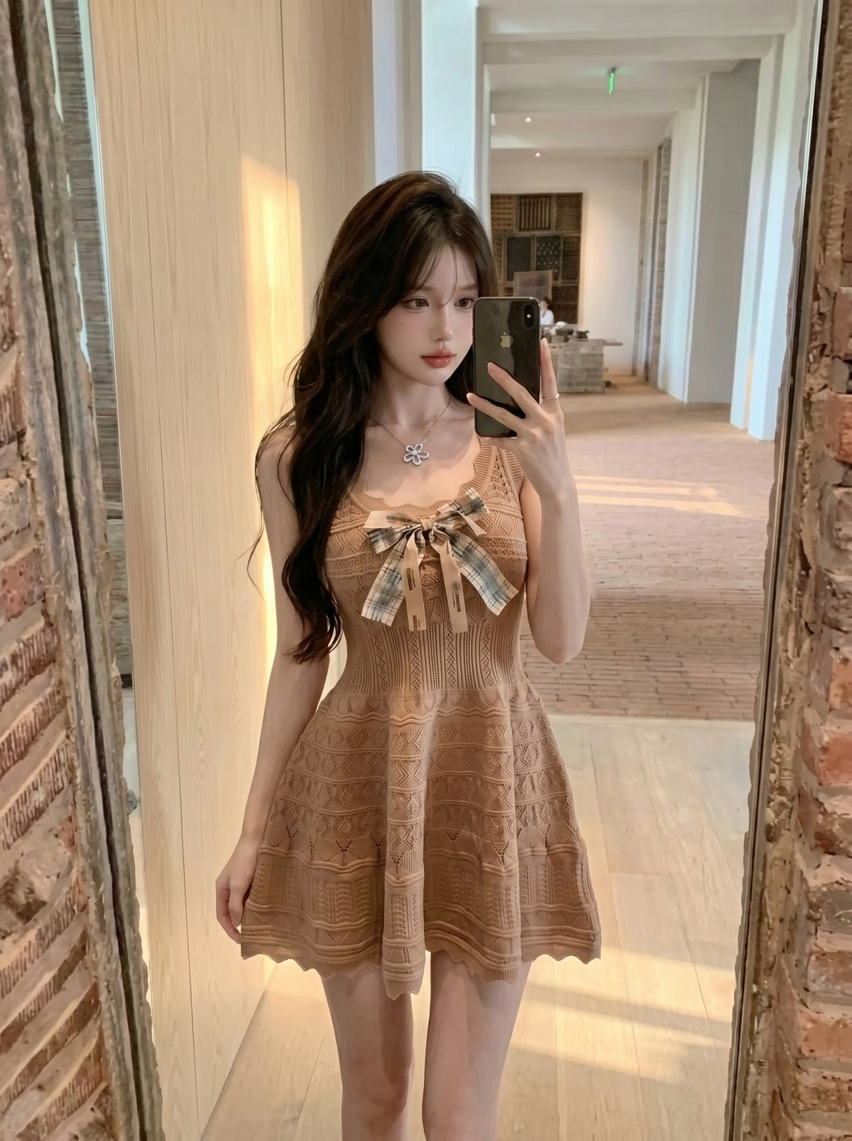 💕純欲性感蝴蝶結收腰吊帶連衣裙