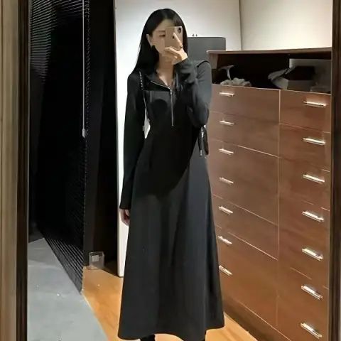 💕日常休閒高個子長款連帽衛衣連身裙