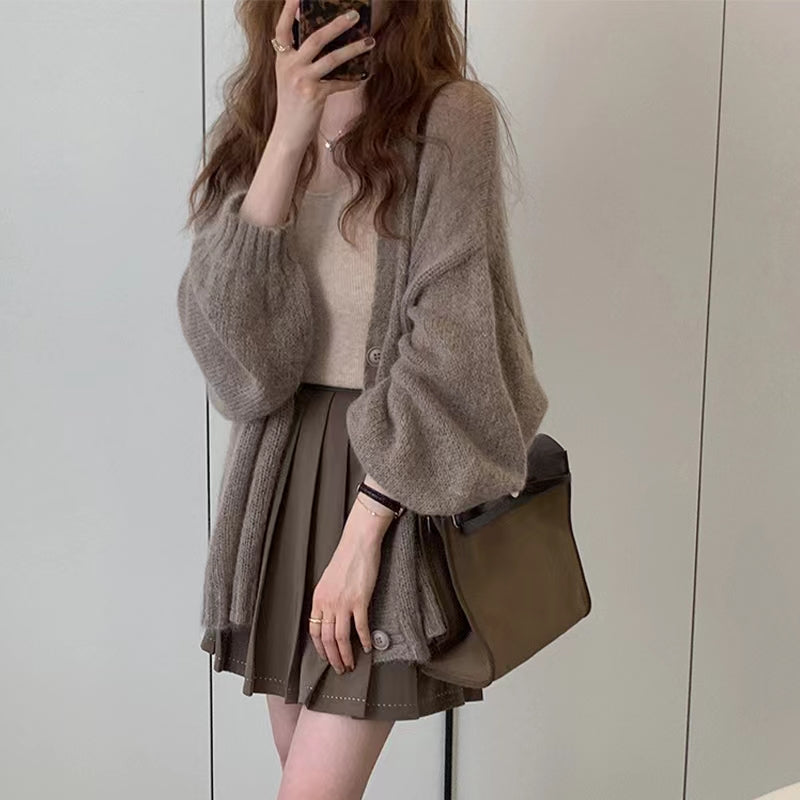 💕中長款燈籠袖慵懶罩衫