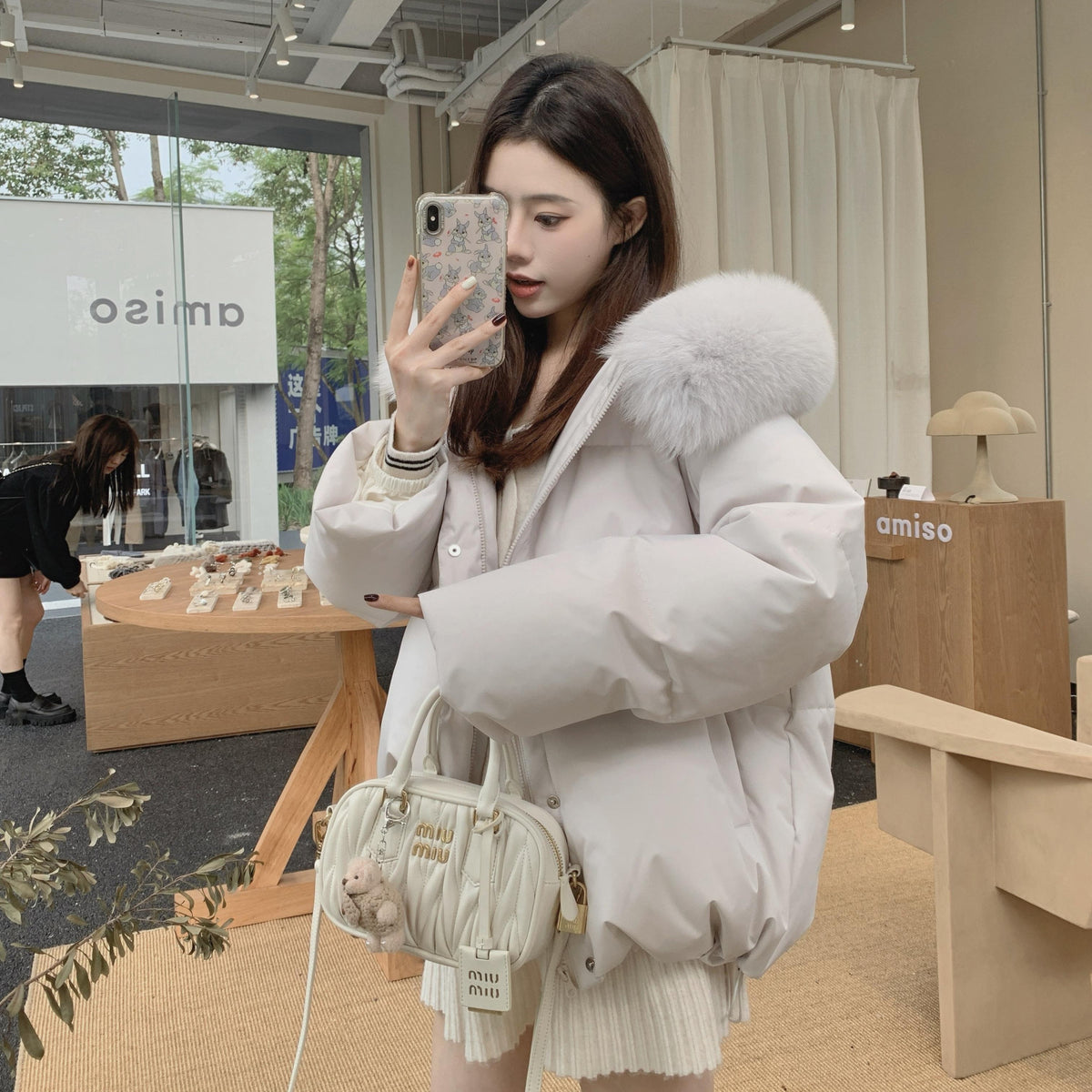 💕冬季大毛領連帽短款羽絨外套
