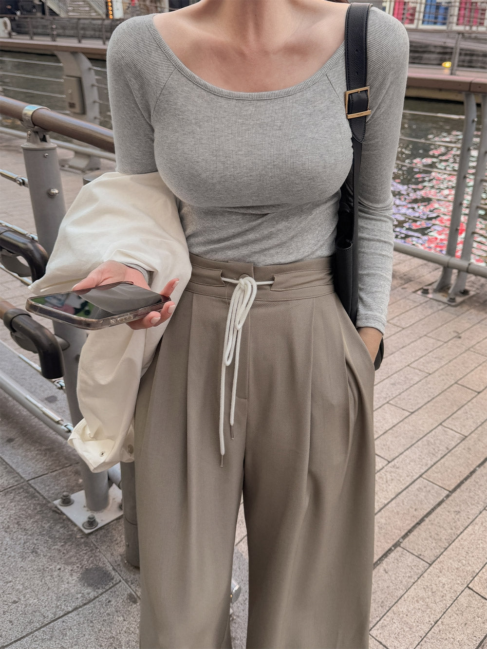 💕ins韓系簡約休閒系帶百搭闊腿西裝寬鬆長褲