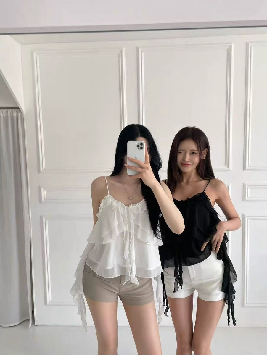 💕百搭不規則荷葉邊吊帶背心