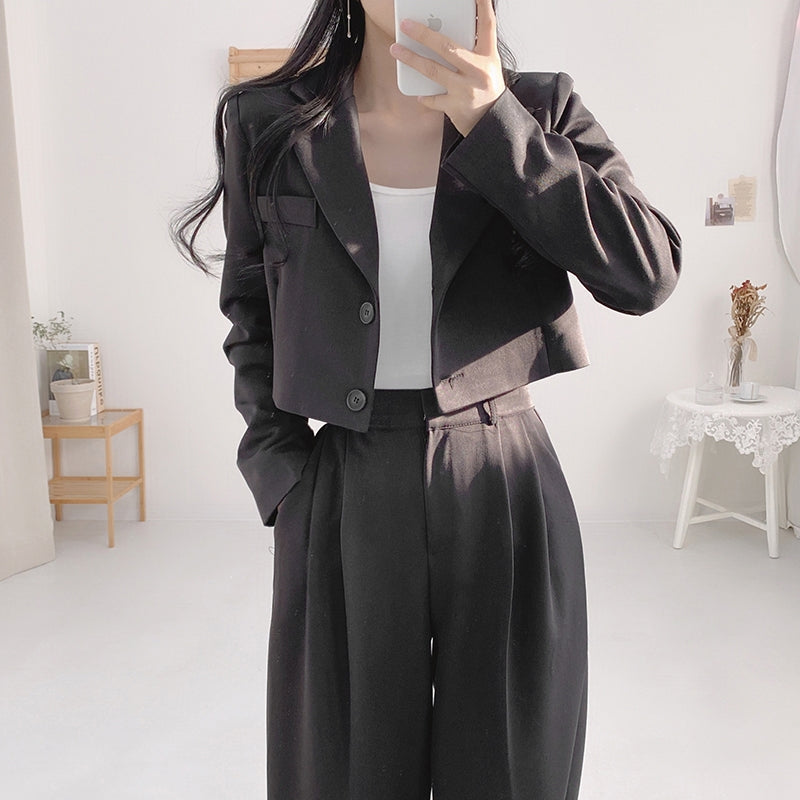 💕chic秋季寬鬆休閒西裝長褲兩件套