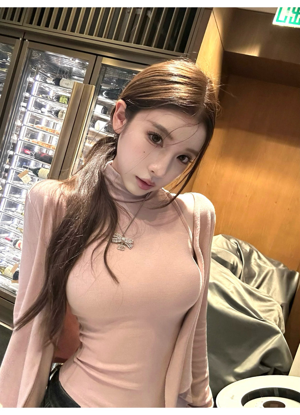 💕溫柔奶氣無袖半高領針織背心+開衫兩件套