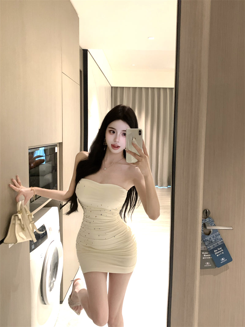 💕夏季性感網紗絕美抹胸包臀短裙