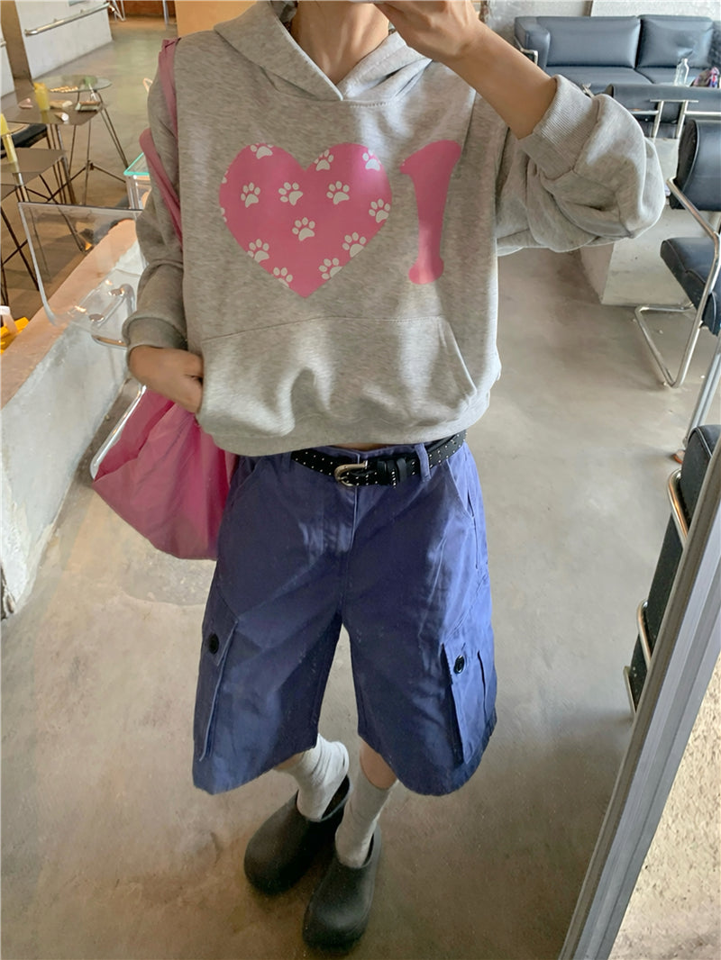 💕韓系愛心印花短款連帽衛衣