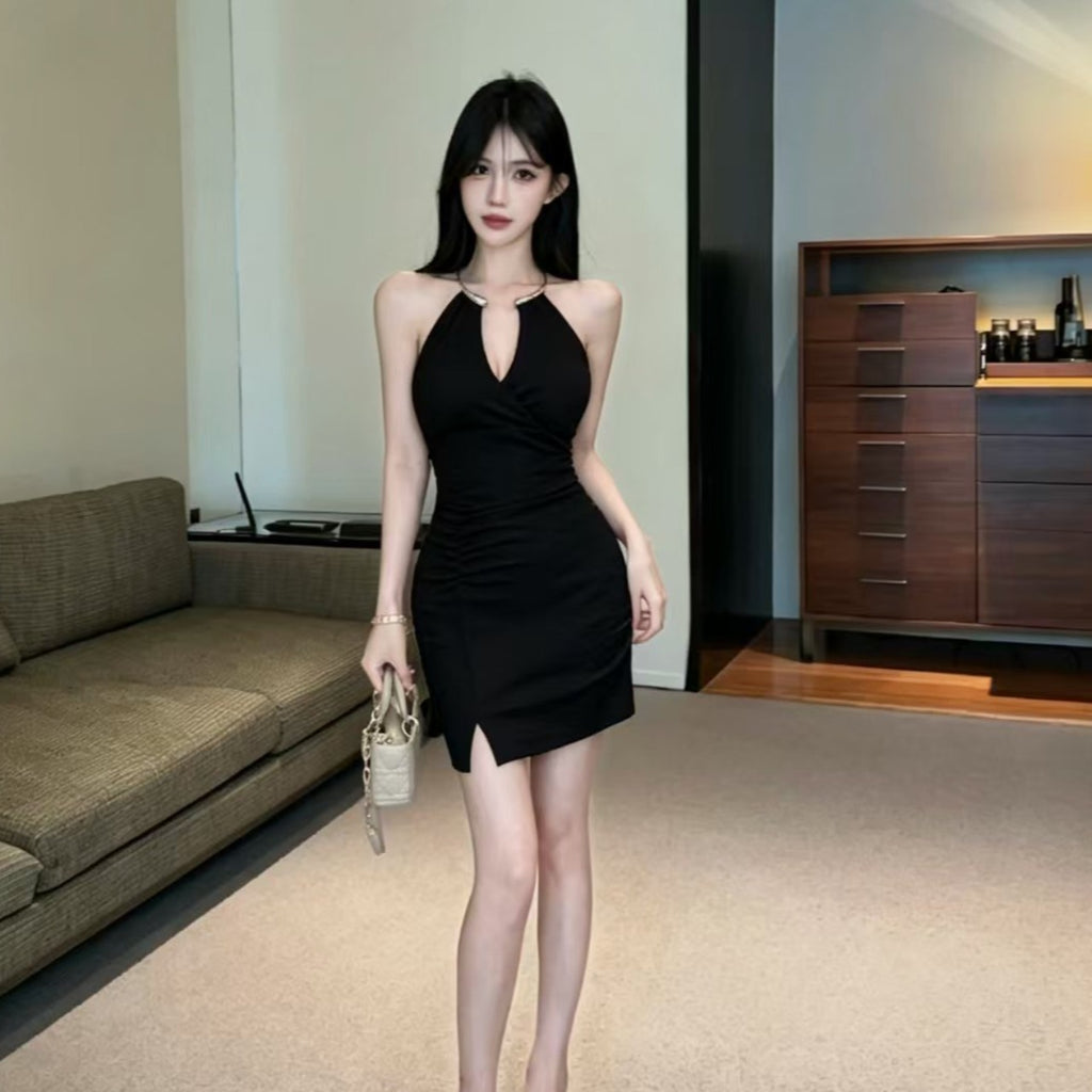💕氣質設計感無袖顯瘦包臀短裙