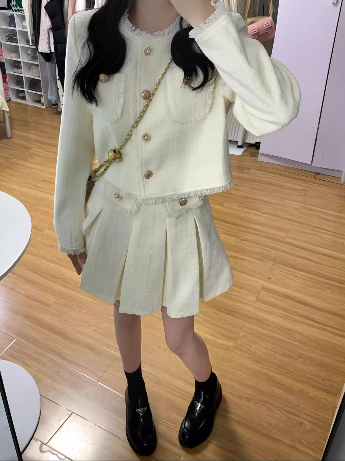 💕獨特絕美初秋韓系短裙兩件套