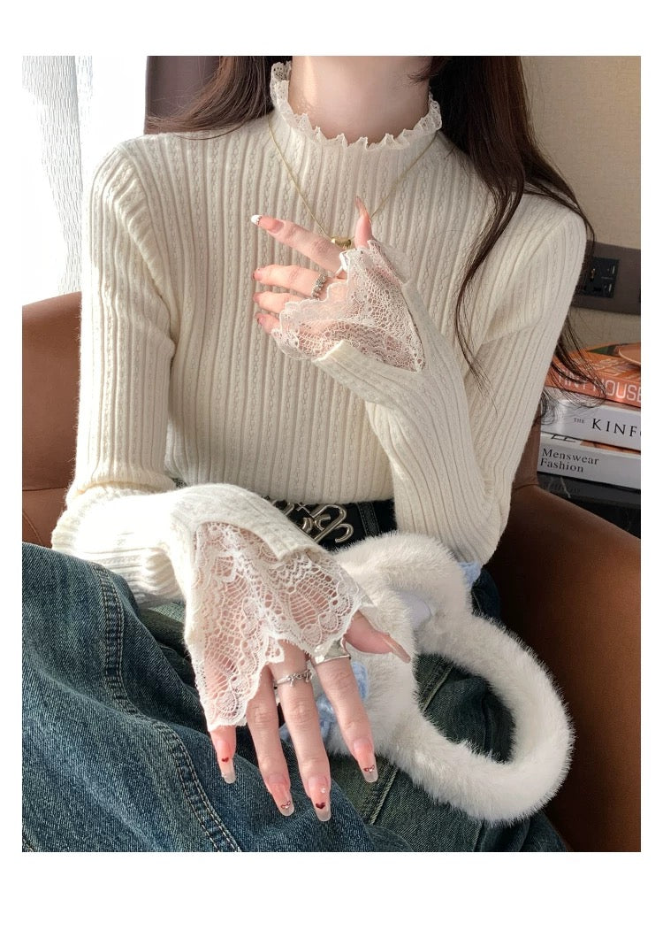 💕可愛小香風內搭針織打底半高領上衣