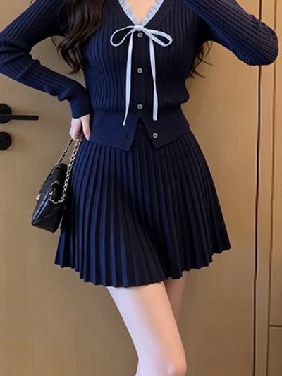 💕高級感富家千金秋冬針織套裝
