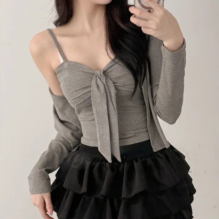 💕韓系chic春秋兩件套純色開衫