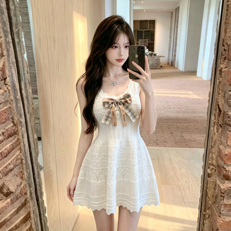 💕純欲性感蝴蝶結收腰吊帶連衣裙