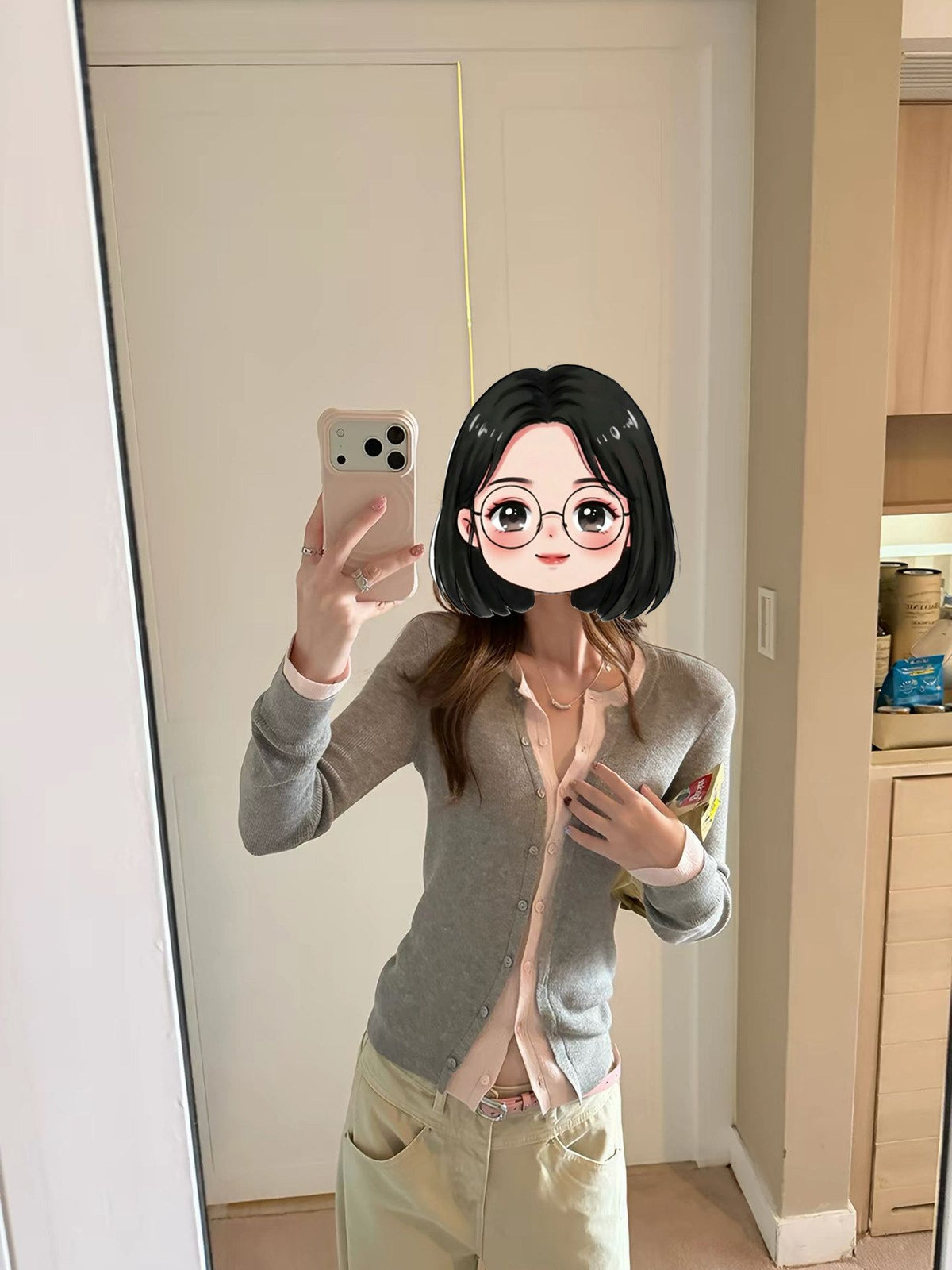💕chic韓系通勤百搭假兩件修身拚色上衣