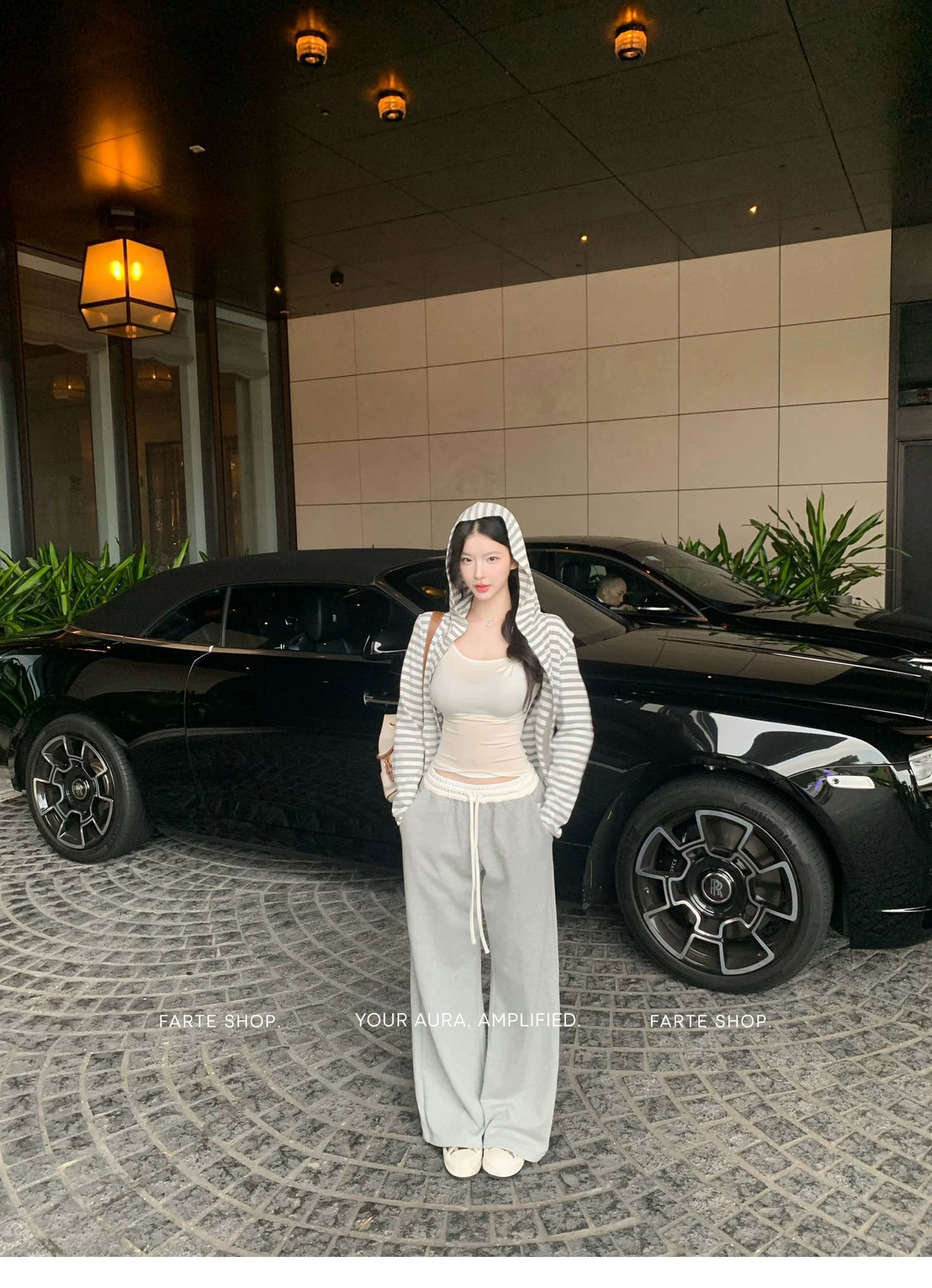 💕休閒百搭灰白條拼接短款薄外套