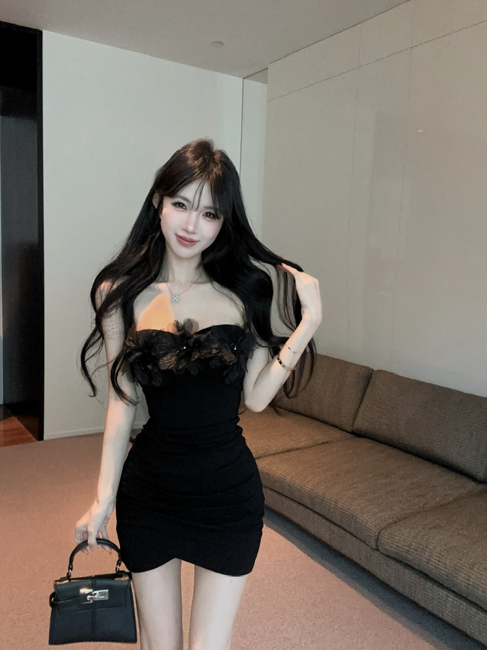 💕簡約氣質包臀抹胸連衣裙