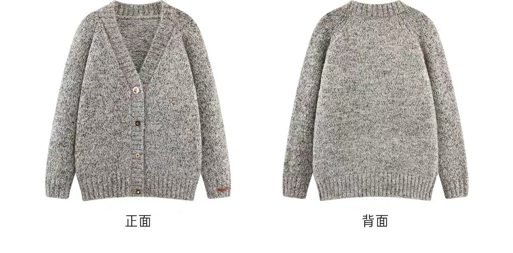💕溫柔軟糯氣質復古V領毛衣長版開衫