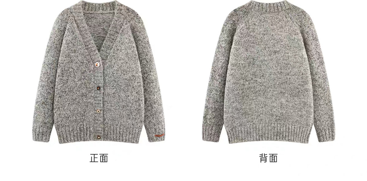 💕溫柔軟糯氣質復古V領毛衣長版開衫