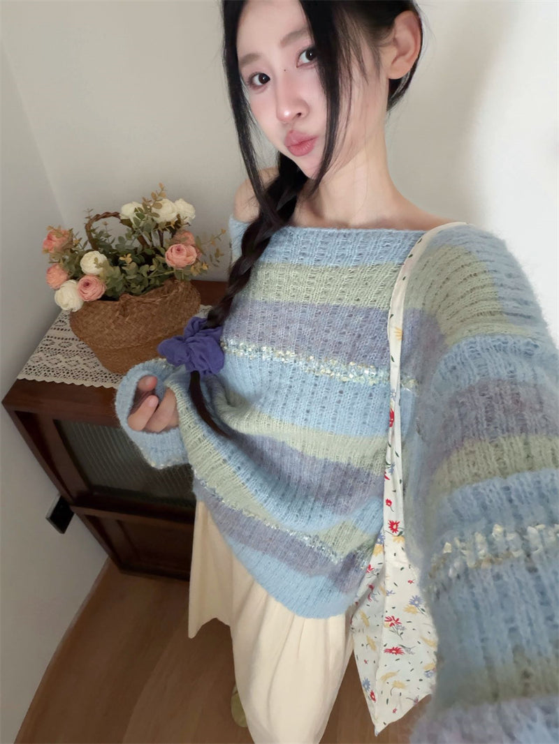 💕高級感溫柔韓系混色羊毛針織衫
