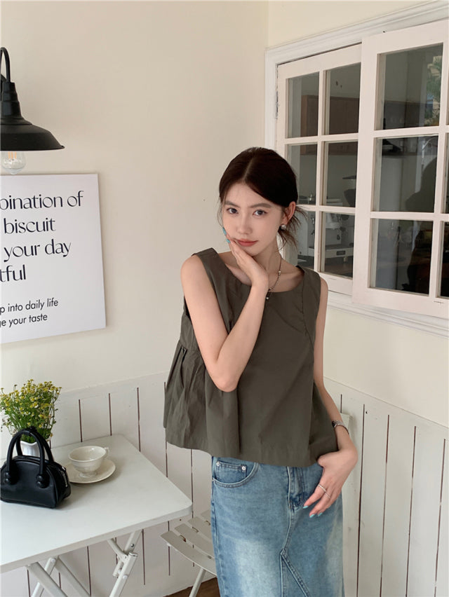 💕夏季甜美蝴蝶結兩穿寬鬆百搭無袖背心上衣