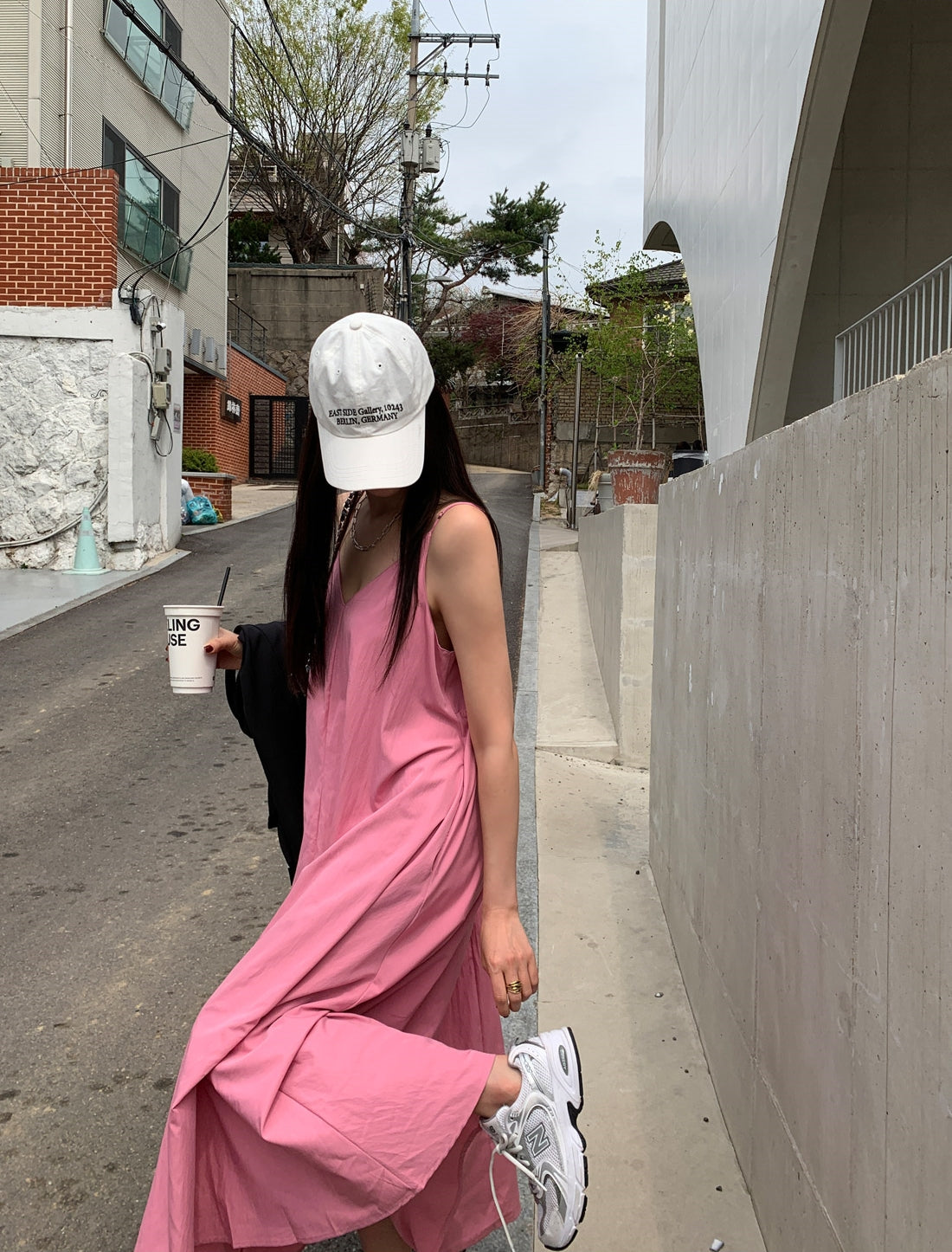💕韓系氣質V領慵懶露背休閒度假長裙