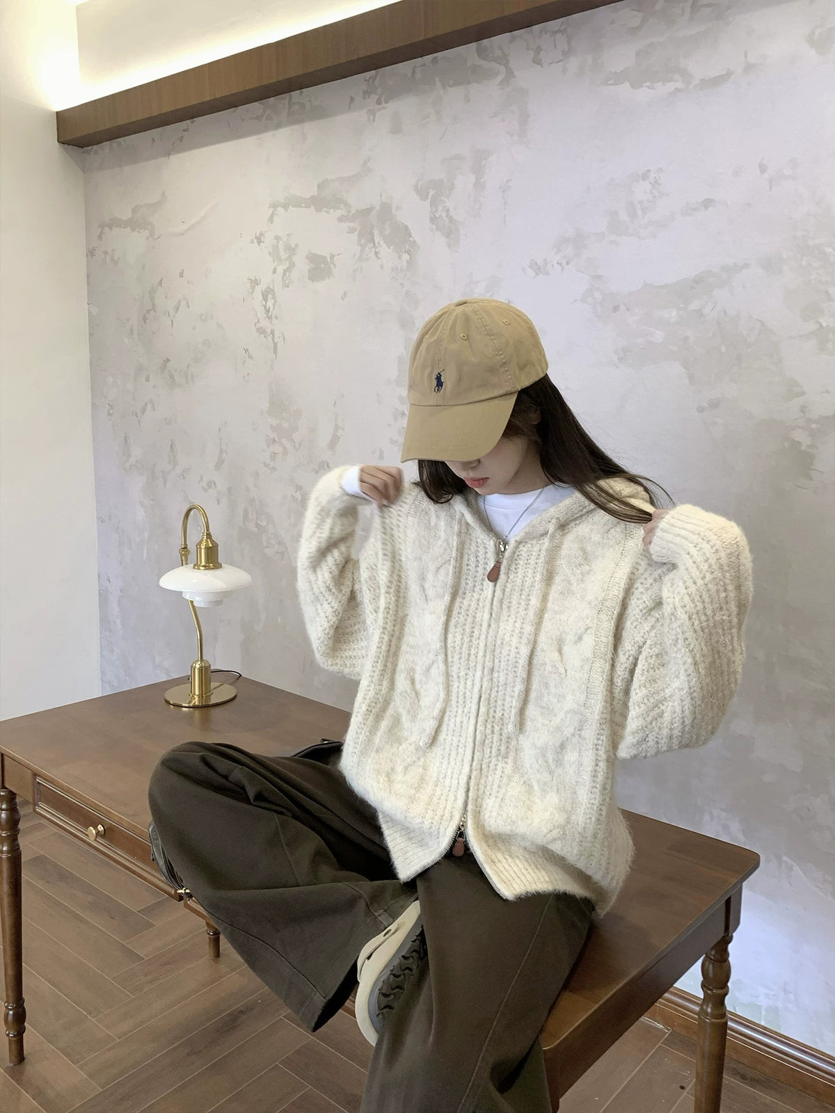 💕軟糯加厚拉鏈連帽毛衣針織毛線外套